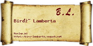 Biró Lamberta névjegykártya